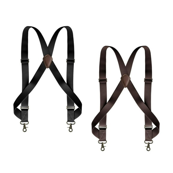 2 Pieces Men's Suspender Swivel Hook Shape Elastic 1.4" Adjustable