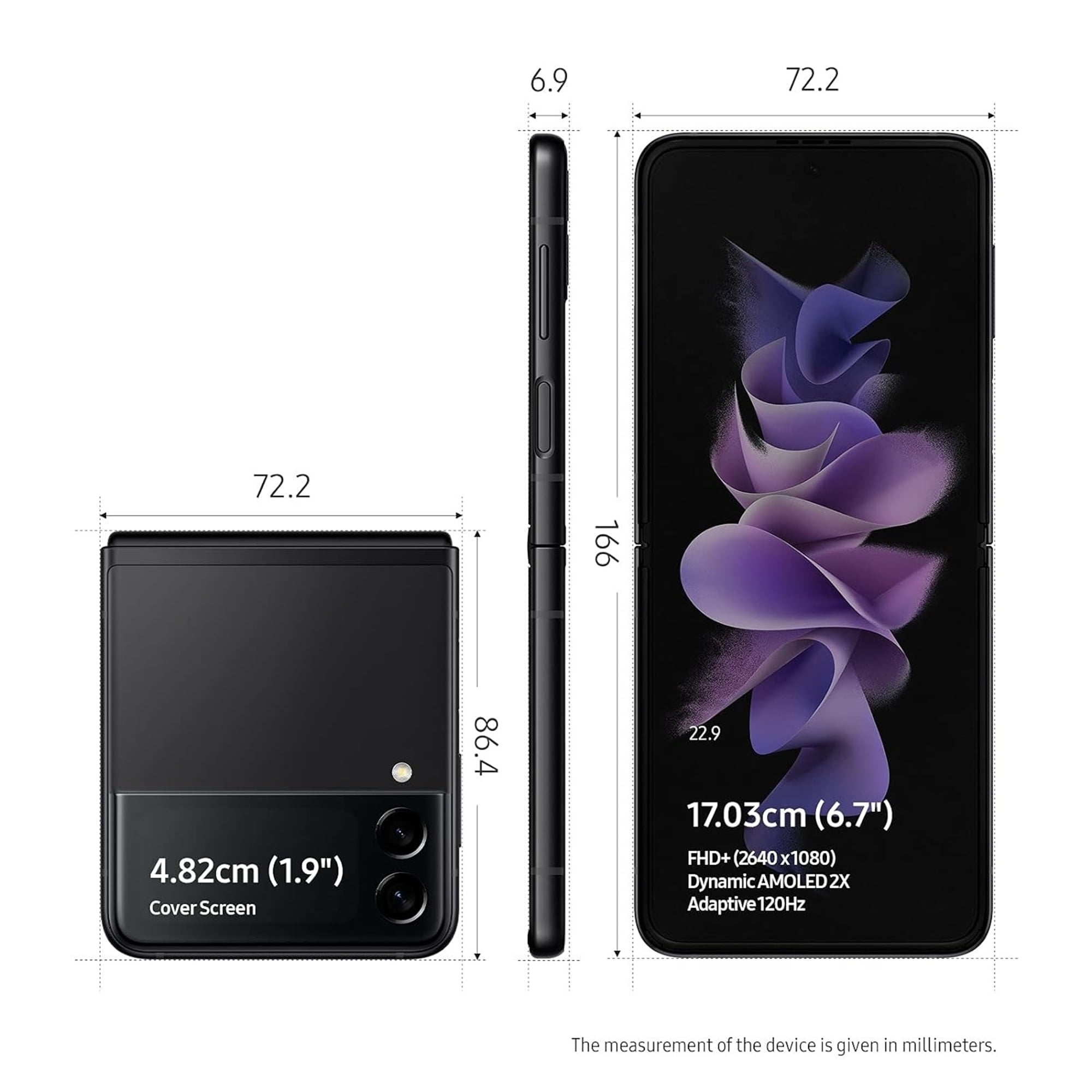 Restored Samsung Galaxy Z Flip 3 128GB 6.7" 5G Fully&nbsp;Unlocked,&nbsp;Phantom Black (Refurbished)