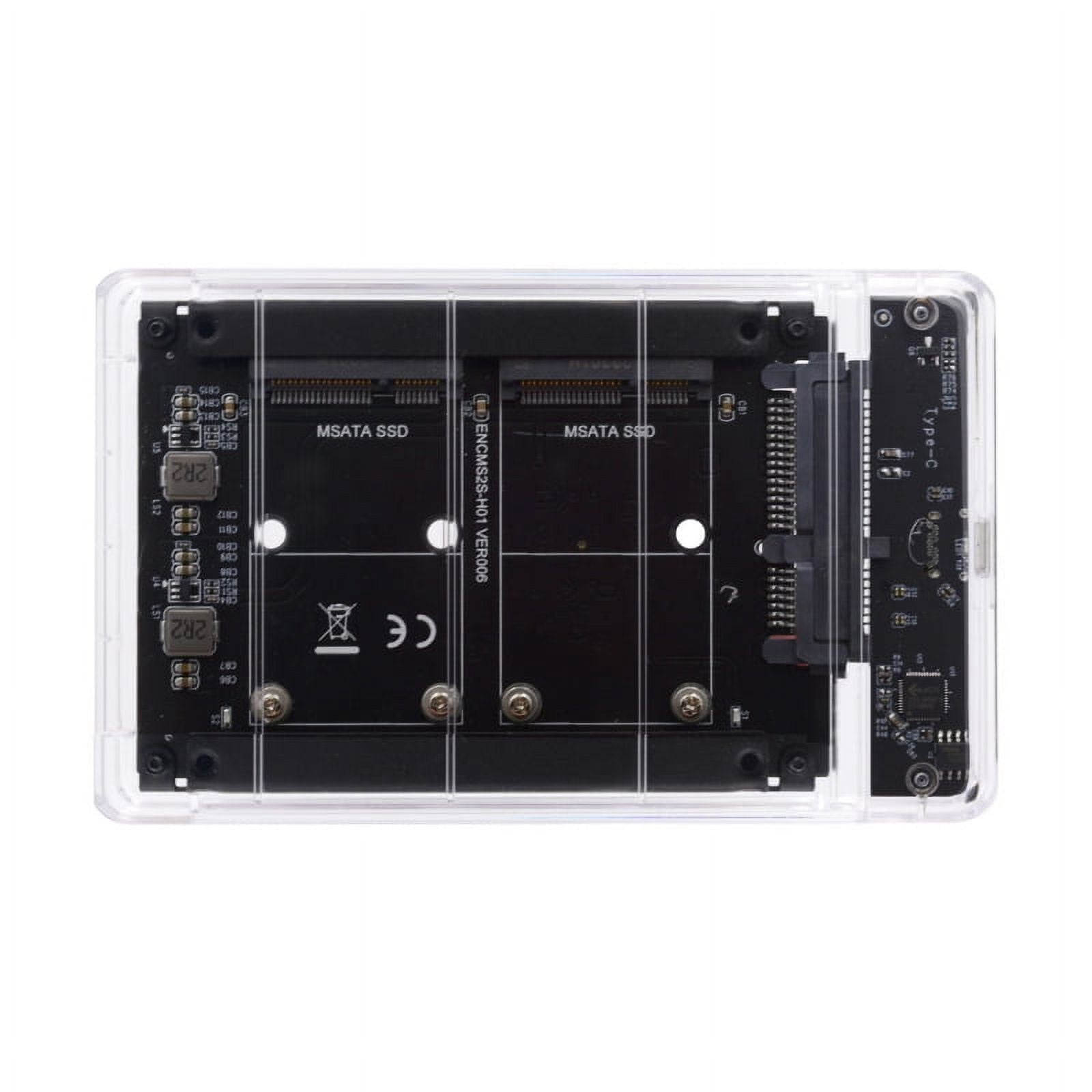 CY Dual MSATA Mini-SATA SSD Card JBOD Raid0 Span Bridge to USB3.0 Type-C USB-C 2.5inch SATA Combo Enclosure