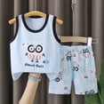 thumbnail image 2 of Quealent Baby Boy Clothes Toddler Summer Outfits Dinosaur T-Shirt Tops + Casual Pocket Shorts Set 12 Months-4 Old (Light Blue, 3-9 Months), 2 of 3