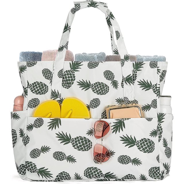 Large Beach Tote Bag with Zipper Pockets Beach Bags Waterproof