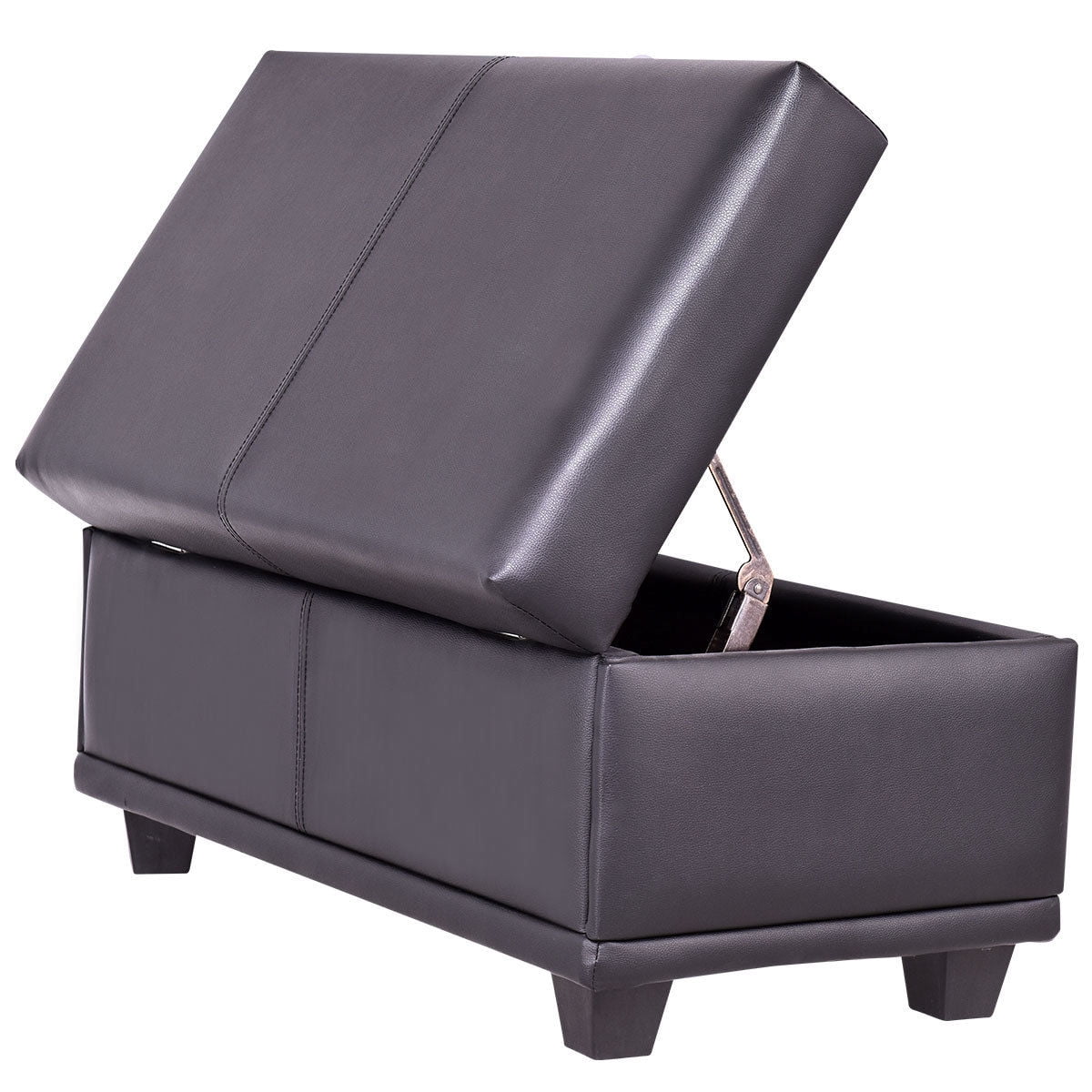 Gymax 31 Storage Ottoman Bench Footstool Pvc Leather Seat Gymax 31 Storage Ottoman Bench Footstool Pvc Leather Seat Box Black