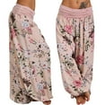 thumbnail image 2 of Telankuip Women's Floral Printed Wide Leg Pleated Harem Pants Casual High Waisted Loose Stretchy Yoga Pants Plus Size Fashion Hippie Tie Dye Baggy Soft Comfy Trousers Pink XXXXXL, 2 of 4