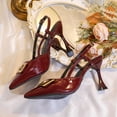 thumbnail image 5 of GERsome Womens Stiletto Heels Slingback Slip-On Closed Pointy Toe Pumps Dress Shoes for Business Wedding Party, Wine Size 5.5, 5 of 10