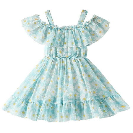 

Toddler & Baby Girls Summer Off Shoulder Tutu Princess Dress Chiffon Flowy Beachwear Sundress