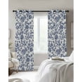 thumbnail image 3 of Blue Flower Blackout Curtains 45 Inches Long, Spring Leaf Vintage Farmhouse Boho Plant Thermal Insulated Black Out Curtains, Small Darkening Window Curtain Drapes for Cafe Bedroom 42"x45" 2 Panels, 3 of 8