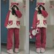 thumbnail image 2 of Pijamas de terciopelo coralino para mujer, ropa de casa de terciopelo grueso, traje de dos piezas, lindo Oso de fresa, Ins coreano, otoño e invierno, nuevo, 2 of 5