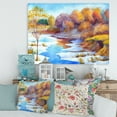 thumbnail image 2 of Designart ' Stream Though The Winter Forest Valley ' Lake House Canvas Wall Art Print, 2 of 4