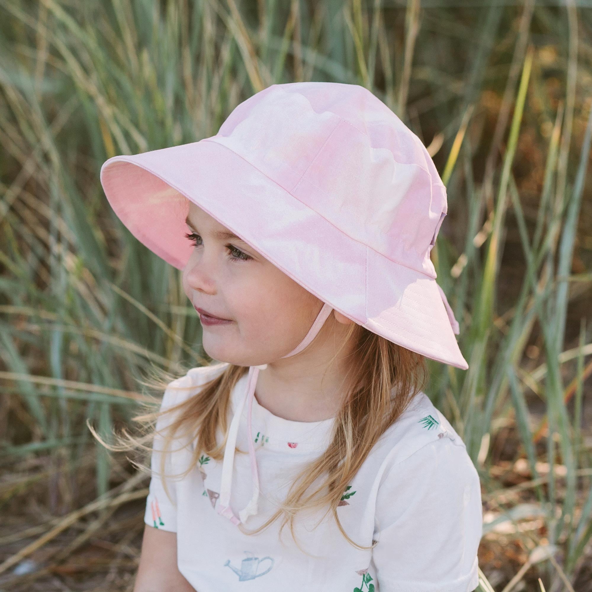 JAN & JUL Adjustable Baby Girl Bucket Hat, 50+ UPF, 100% Cotton (S: 0-6  Months, Pink Tie-Dye)
