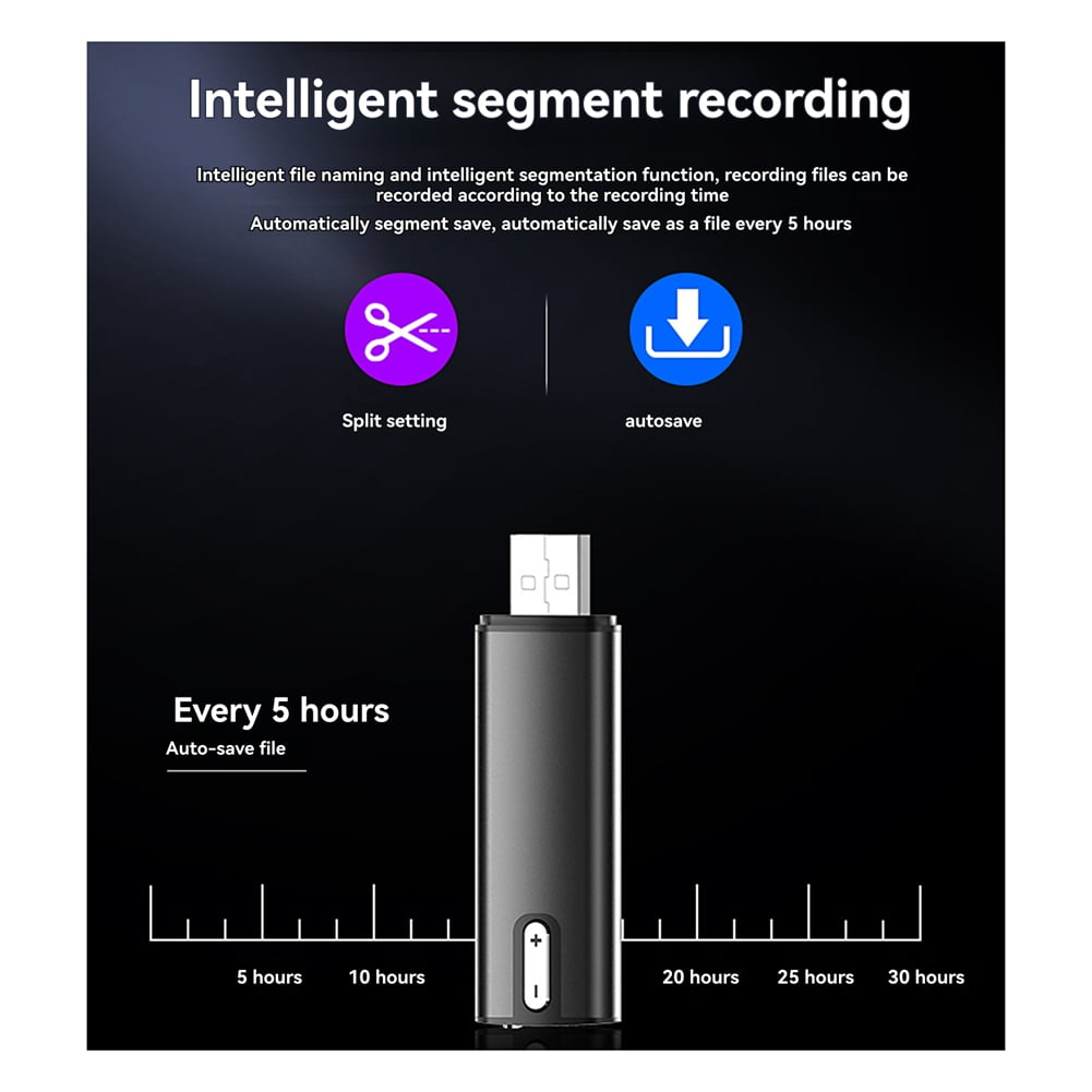 Dual USB2.0 Mini Mp3 with Voice Digital Audio Recorder Mp3 Player WAV 25Hours Recording Plug and Play 32G