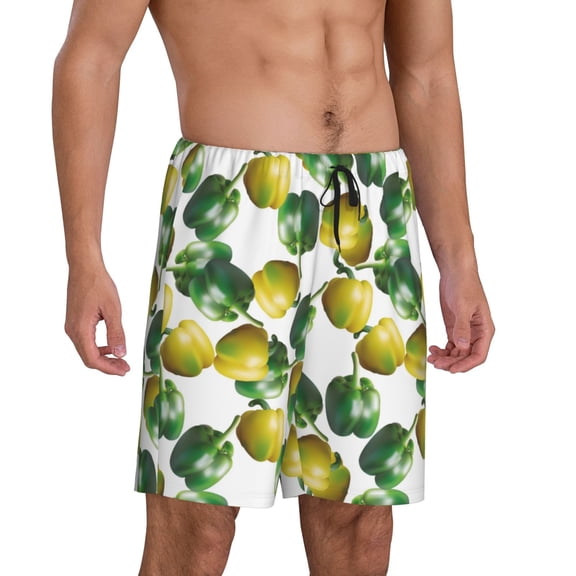 Mens Pajama Pants - Cute Bell Pepper Print Sleep Shorts Mens Pajama Shorts, Comfy Pj Pants for Mens Lounge Shorts