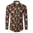 thumbnail image 5 of Mens Long Sleeve Floral Print Button Down Shirt Business Casual Leisure Hem Button Up Dressy Tops for Men, 5 of 5