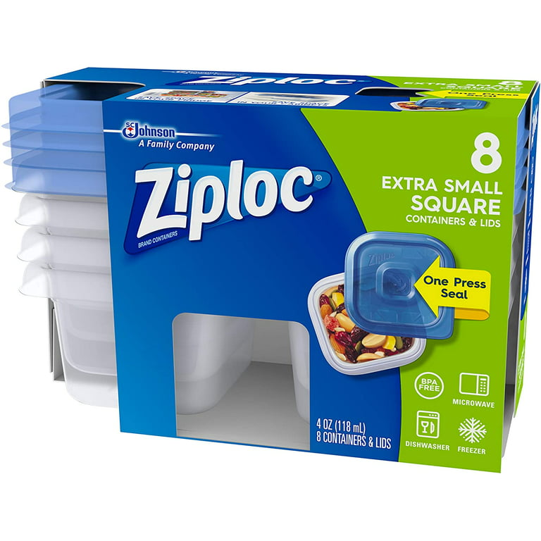 Ziploc Smart Snap Containers & Lids, Mini Square, 16 Ounce - 8 containers & lids