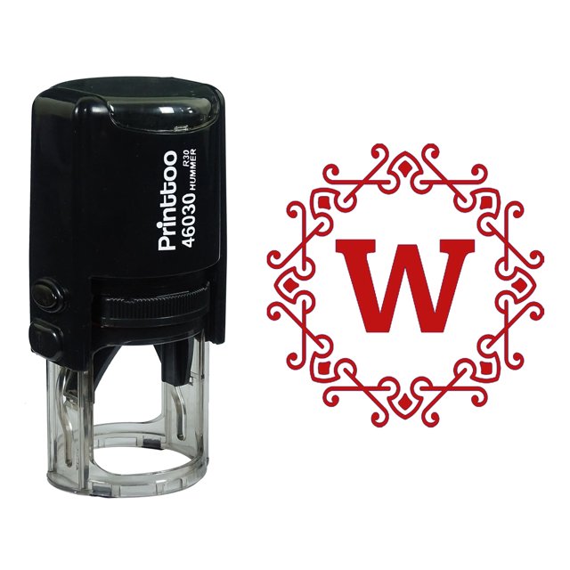 Printtoo Alphabet W Monogram Octagon Celtic Swirl Frame Self Inking Rubber Stamp Office Stationary