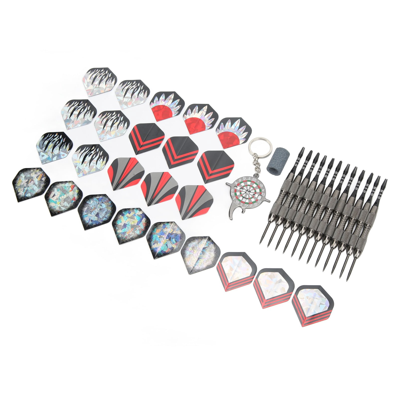 M Buder Professional 12Pcs Dart Set Stainless Steel Tip Darts Kit Anti Fall Competitive Entertaining Metal Hard Tip Darts for Beginners and Pro Players