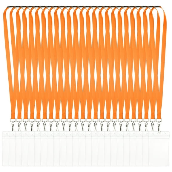 Uxcell 24Pack Colored Lanyards for ID Badges, Breakaway Lanyards for Keys, Orange