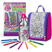 CREATIVE KIDS B Me DIY Snack Pack Color-Your-Own Lunch Bag & Water Bottle Kit for Girls BPA-Free Thermos, Insulated Lunch Box & 8 Magic Markers Birthday Gift for Kids Age 6+