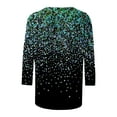 thumbnail image 3 of Women Causal T-shirt Sparkle Sequin Printed 3/4 Sleeve Crewneck Pullover Dressy Glitter Loose Tunic Tee, 3 of 4