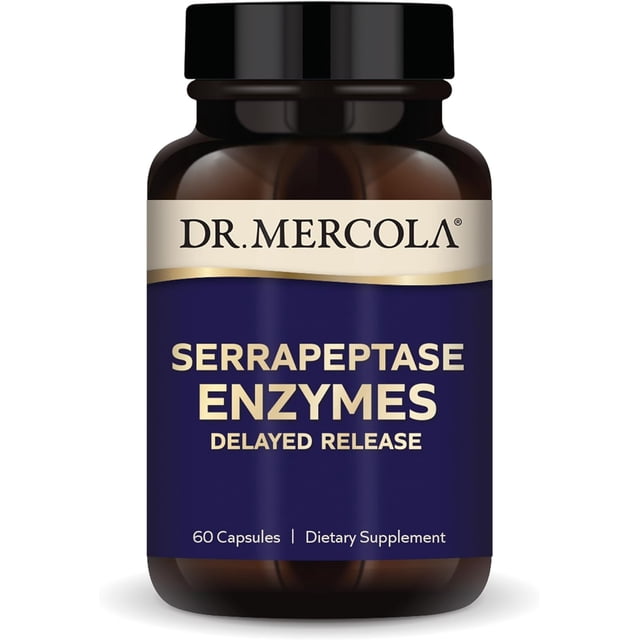 Dr. Mercola Serrapeptase Enzymes Delayed Release | 20,000 SPU | 60 Capsules | 60 Servings
