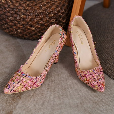 Aayomet Fashion Toe Shoes Heels Color Toe Women s Pointed Pointed Plush High Women s high heels Womens High Heels Sandals  Pink 9.5