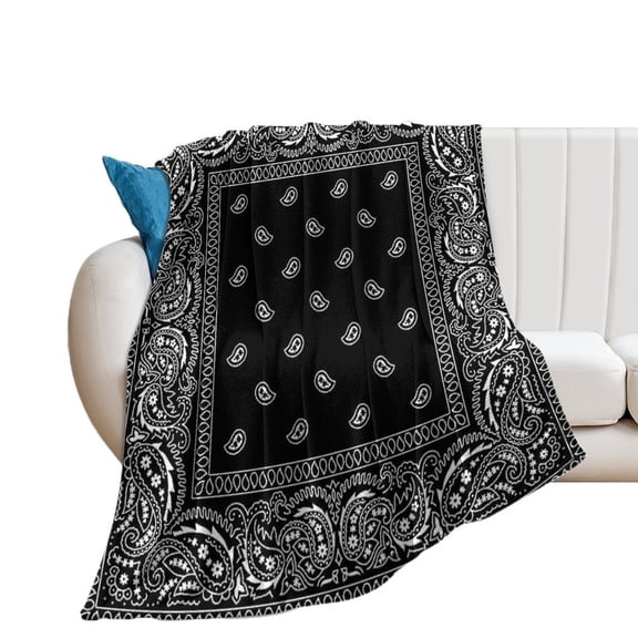 Bandana Pattern Throw Blanket Warm Microfiber Flannel Bedroom Decor Blankets For Beds