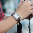 thumbnail image 3 of White Rectangular Men's Leather Watch - Quartz Movement, Luminous Hands, Calendar & Chronograph Functions, Hardlex Crystal, Alloy Case, Waterproof for Business & Sports, Ideal Gift for, 3 of 6