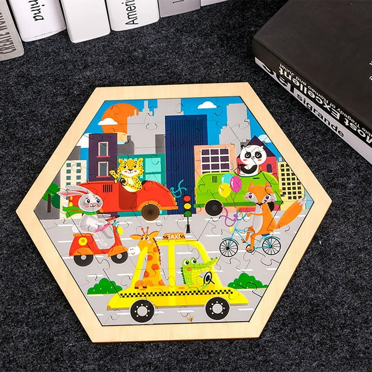 Children Wooden Puzzle 50 Pieces Educational Cartoon Puzzle Game
