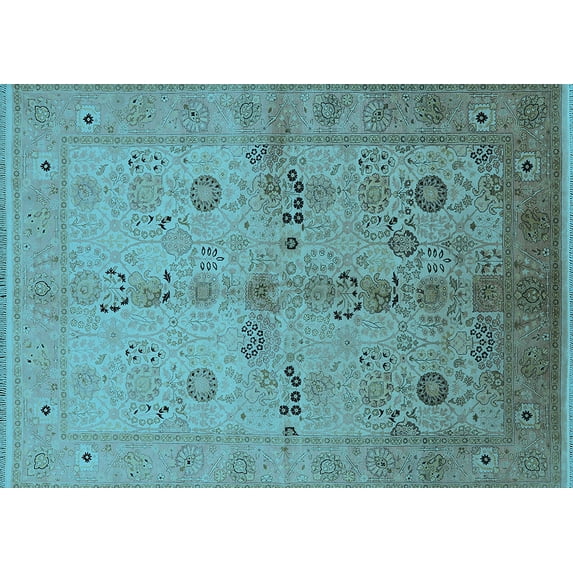 Ahgly Company Indoor Rectangle Oriental Light Blue Traditional Area Rugs, 2' x 5'