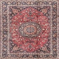 thumbnail image 1 of Ahgly Company Machine Washable Indoor Square Traditional Brown Red Area Rugs, 3' Square, 1 of 7