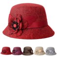 thumbnail image 3 of Classic Bowler Hat for Women Fashion Retro Style Floral Embellished Cap, 3 of 3
