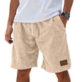 thumbnail image 3 of Nestiefly Cotton Linen Shorts Men Elastic Waist Knee Length Beach Shorts Lightweight Big and Tall Casual Short with Pockets Khaki 4XL, 3 of 10