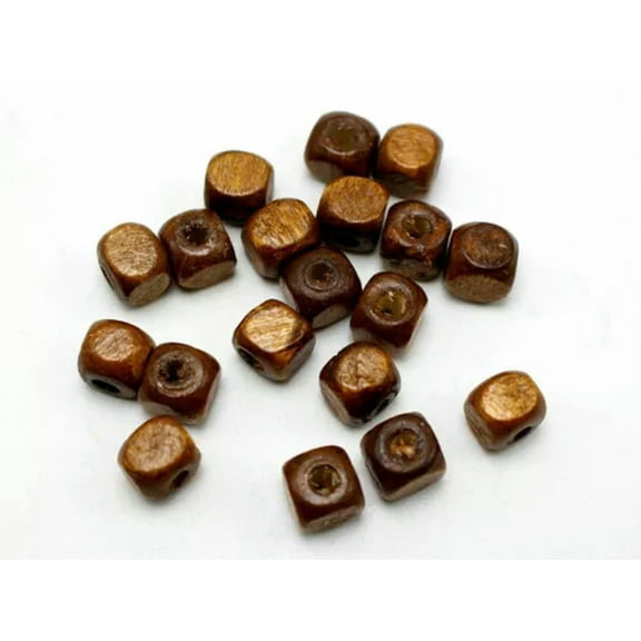 U8MO 500pcs Cube Wood Beads Wooden Beads Spacer 6X6mm(0.24") Jewelry Making-Coffee