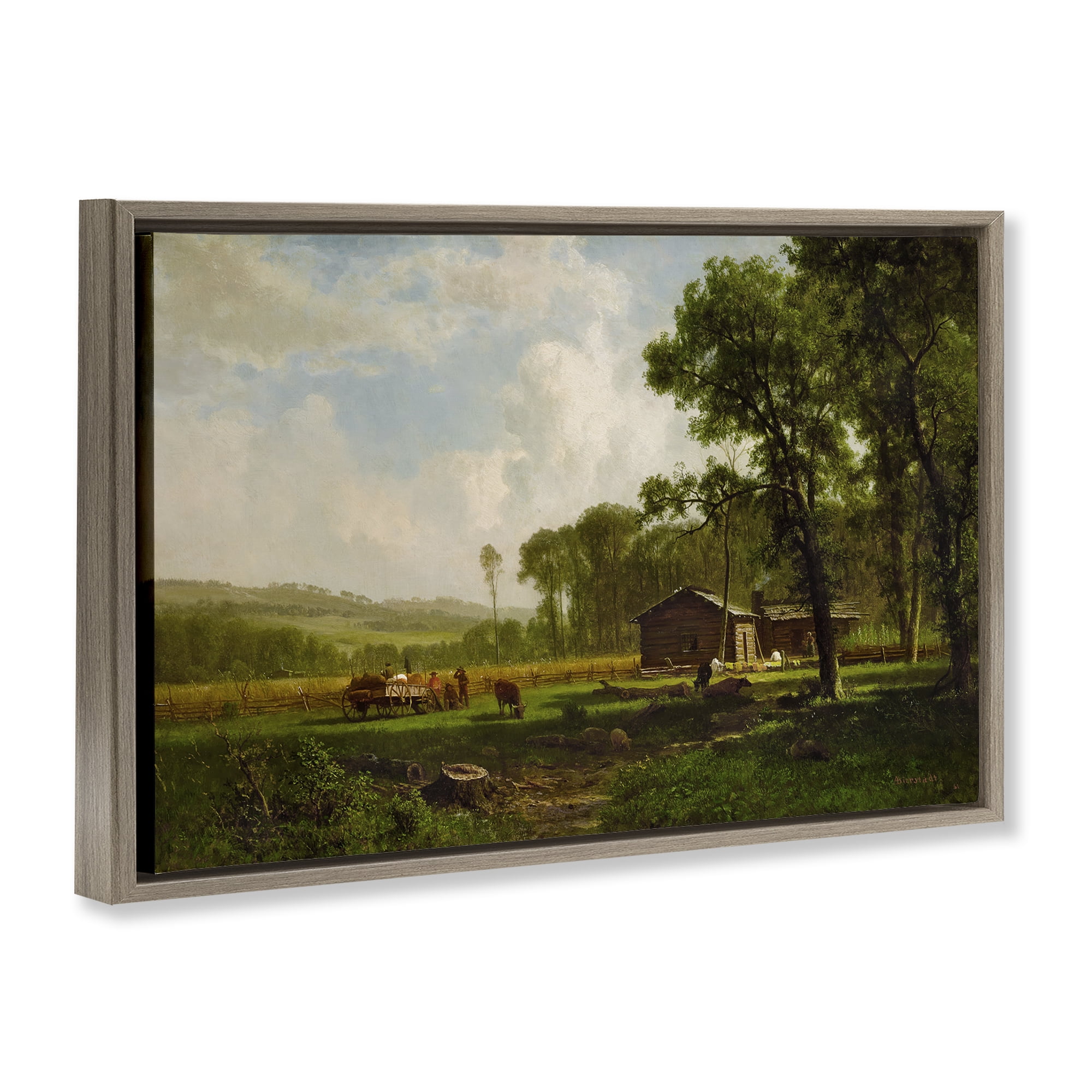 Stupell Industries Early Settlers Classical Landscape & Nature Painting Brown Floater Framed Canvas Art Print Wall Art, 25 x 17