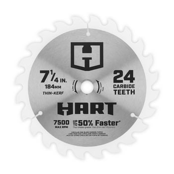 HART 7 1/4-inch 24 Tooth Circular Saw Blade, Carbide Tipped Teeth