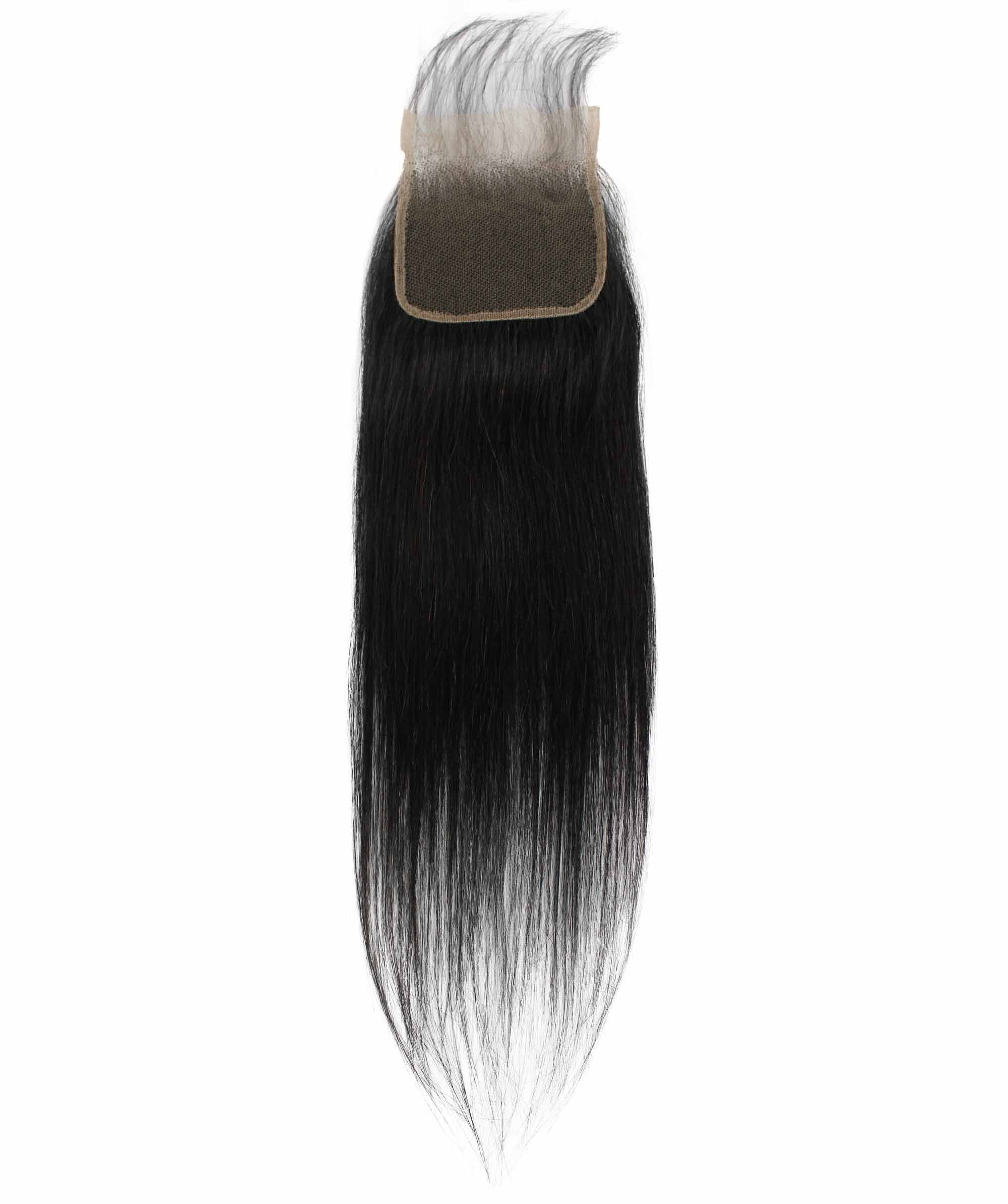 LUXLUXE Women Rico 100% Unprocessed A7 Grade Human Hair Bundle 10 Inches 101214 Lengths Free Part 4X4 Hand Tied Swiss Lace Closure