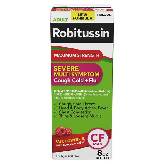 Robitussin CF Max Severe Multi-Symptom Relief Cough Cold and Flu Medicine, 8 fl oz