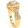 thumbnail image 5 of Three Stone White Topaz Diamond Peekaboo Halo Engagement Ring In 14k Yellow Gold, 5 of 6
