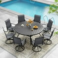 thumbnail image 7 of Vicllax Outdoor Patio Dining Table Dia.60" Slatted Tabletop Metal Frame with Umbrella Hole, Black, 7 of 7
