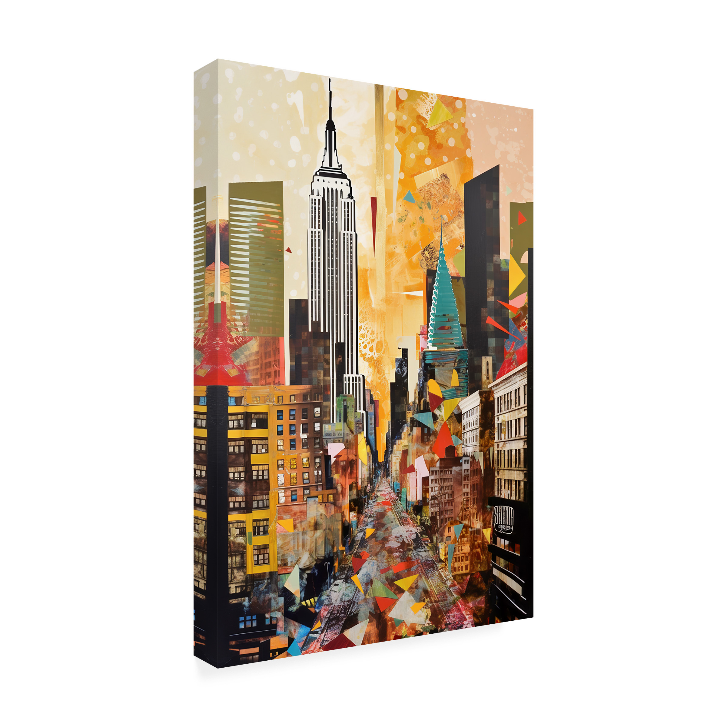 Canvas Wall Art - Ray Heere 'Pop Art New York Gold 7' Wall Art for Living Room, Bedroom, or Office Décor by Trademark Fine Art - 16 x 24 Inches
