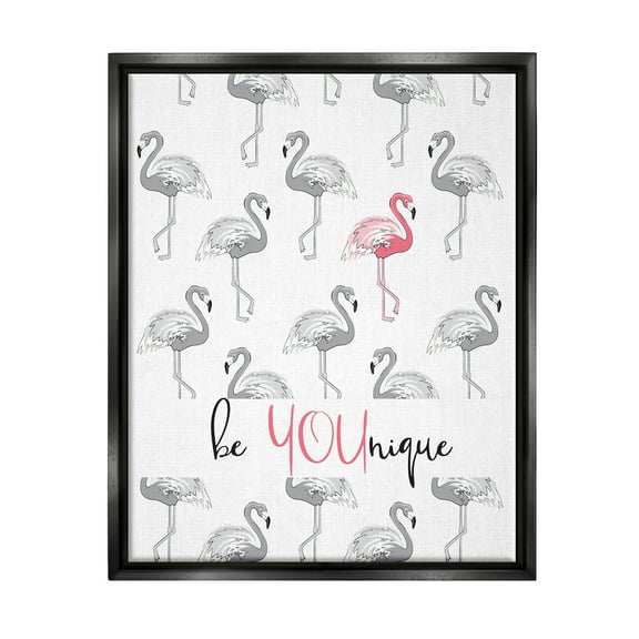 Stupell Be Younique Pink Flamingo Animals & Insects Painting Black Floater Framed Art Print Wall Art