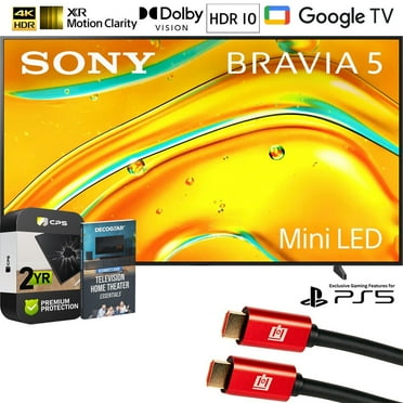 Sony K98XR50 BRAVIA 5 98 inch Mini LED 4K HDR TV (2025) Bundle with CPS 2 Year Extended Warranty, 2x 4K HDMI Cable & Deco Gear Complete Home Theater Beginner's Guidebook