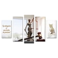 thumbnail image 1 of Cuadro decorativo para abogados Diosa de la Justicia, Búho, Juez, Mallete Mazo, balanza, oficina, despacho, regalo, ley, profesional, moderno, elegante, juego de 5 piezas, 1 of 1