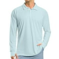 thumbnail image 2 of WTOBBY Men's Casual Golf Shirt with Raglan Long Sleeve, UPF 50+ Protection, and Lightweight Fabric for Comfortable Outdoor Use in Hot Weather ,Light Blue M, 2 of 7