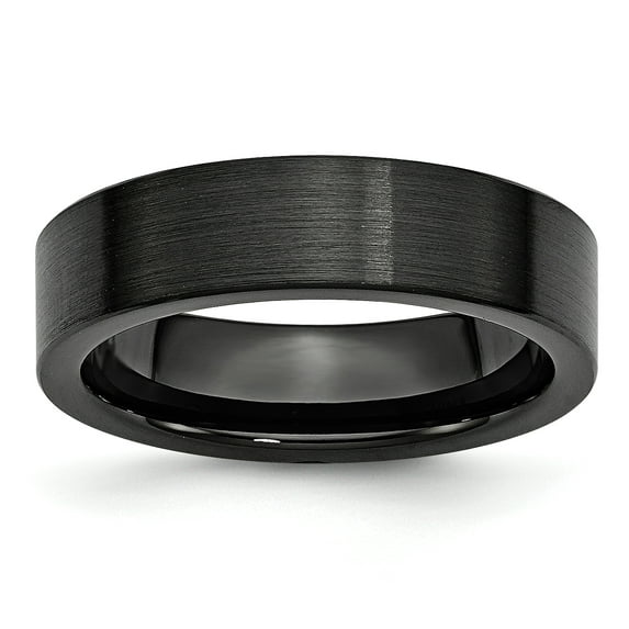 Beautiful Black Ceramic Flat 6mm Brushed Band