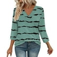 thumbnail image 2 of Texiao 3/4 Length Sleeve Women's Tops V Neck Casual Tunic Tops Basic Shirts Loose Fit Blouse, 2 of 7