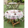 thumbnail image 3 of Outdoor Tablecloth with Umbrella Hole and Zipper, Pink Flamingo Round Table Cloth 54 Inch Waterproof Tablecloth, Summer Tropical Animals Picnic Table Cover for Patio Camping, 3 of 7