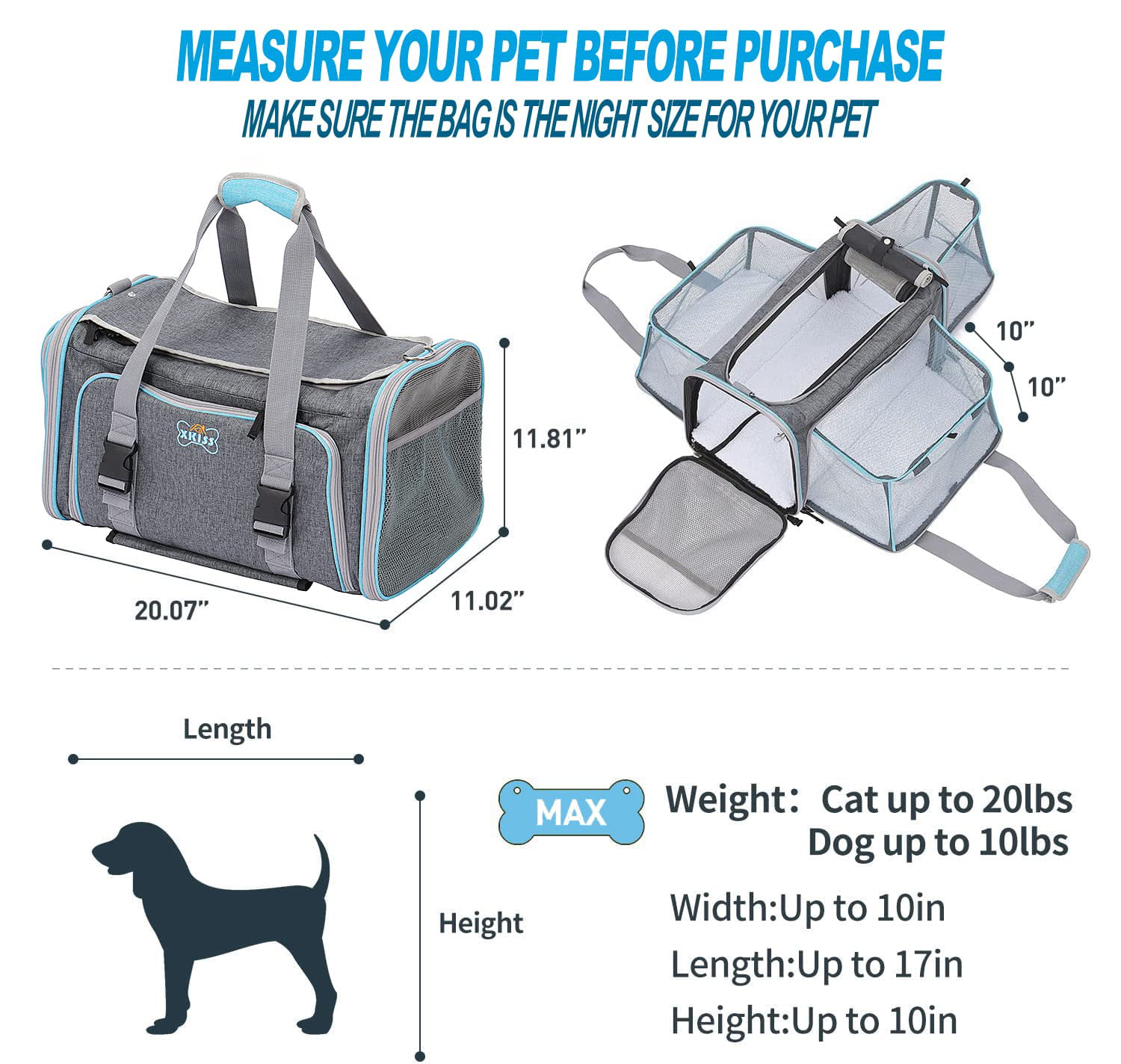 Pnimaund Large Pet Carrier, Soft Dog Carrier with Upgrade Lockable Zip –  meowtreatyourcat