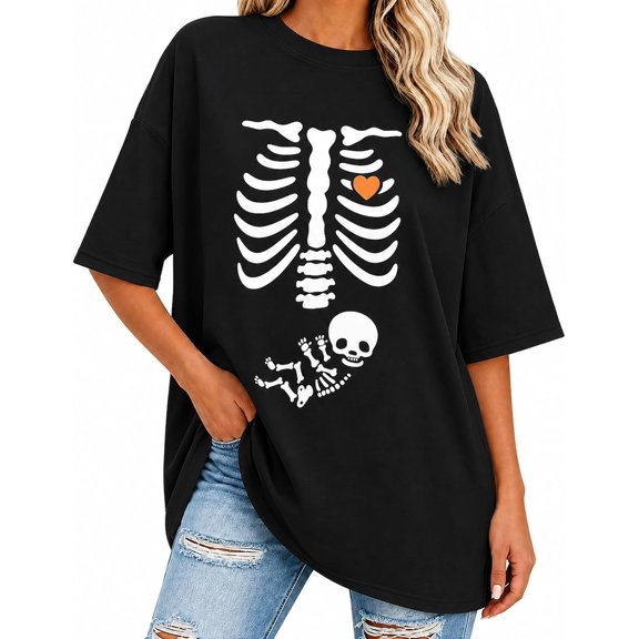 Halloween Maternity Shirt for Women Funny Pumpkin Graphic Pregnancy Tee Short Sleeve Mama to Be Fall Holiday T-Shirt