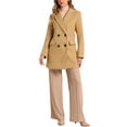 thumbnail image 3 of INSPIRE CHIC Women's Notch Lapel Double Breasted Belted Mid Length Trenchcoat XS Khaki, 3 of 9