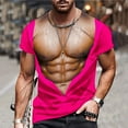 thumbnail image 2 of KIHOUT Summer Mens T-Shirts, Men's Fashion Muscular Men Print Fashion Fitness Round Neck Short Sleeve T-Shirt Hot Pink 2XL, 2 of 5